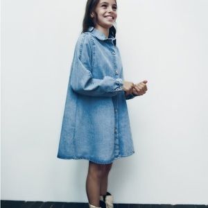 👗 7 Zara Girls Blue Jean Denim Button Dress